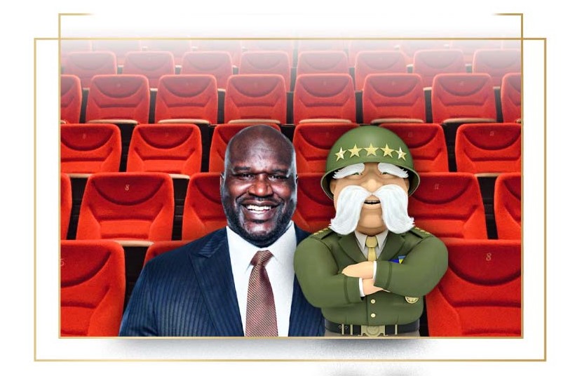 The General Insurance SI Fan Wall - Shaq and The General in theater seating together