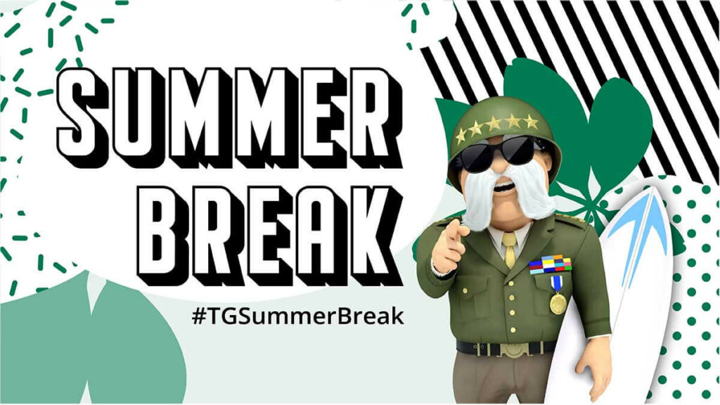 Summer Break giveaway promo image with The General rendering.