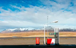 Different types of gas - gas pump on mountain highway