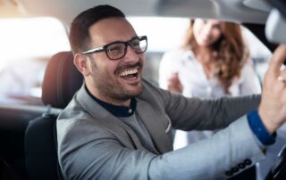 Man test driving a car - what to look for when test driving a car