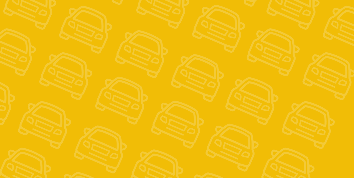 Yellow background with small white cars sketch