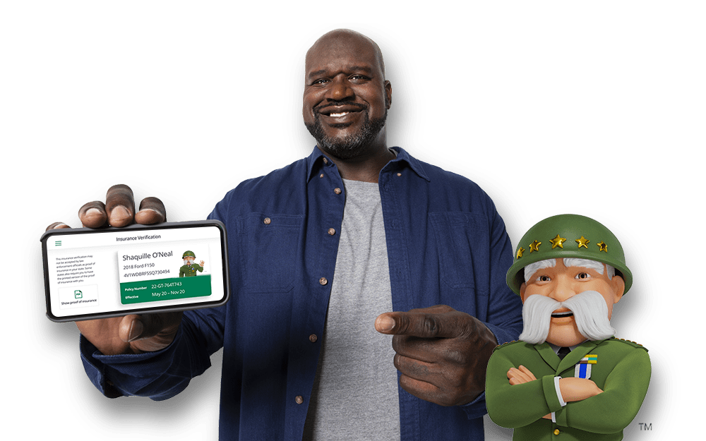 Shaq Smiling with The General and mobile app