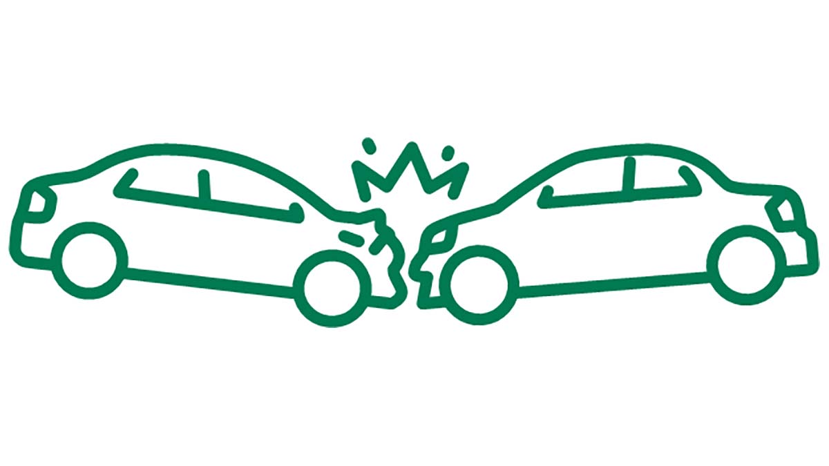 Line art - two cars in an accident - what happens when your car is totaled?