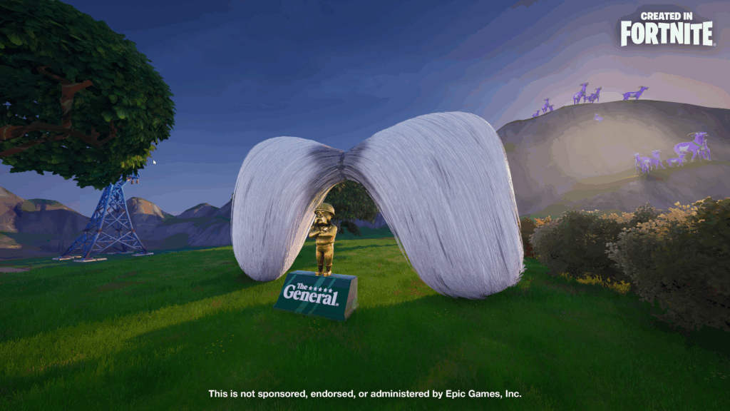 Mustache-shaped monument in Fortnite’s General Road Test Royale map
