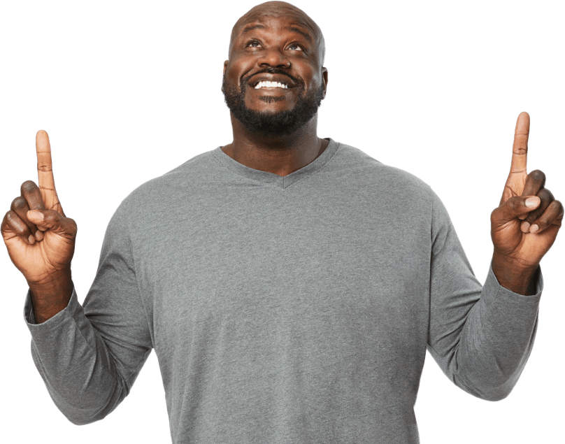 Shaquile O'Neal pointing up