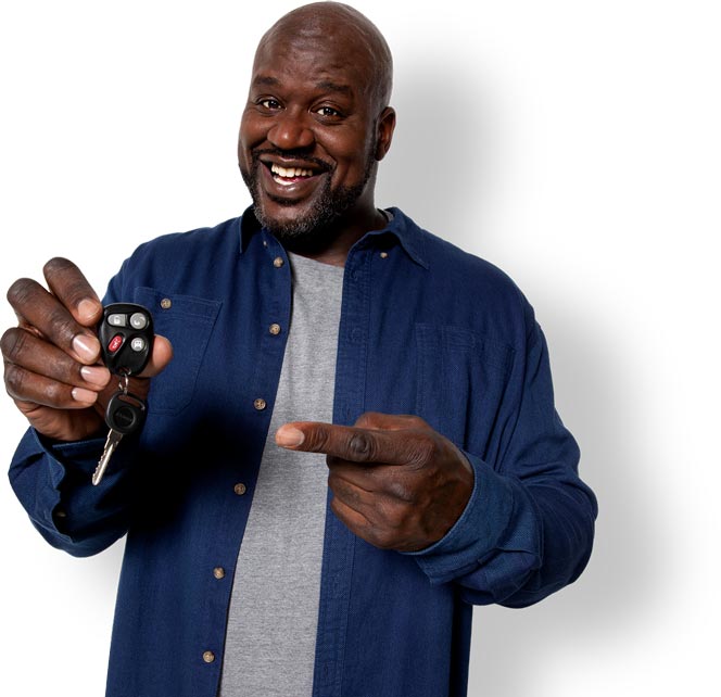 Shaquille O'Neal holding car keys